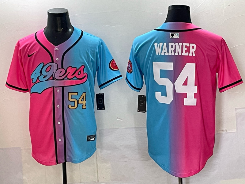 Men 2025 San Francisco 49ers #54 Warner Pink Blue pink Nike Limited NFL Jersey 007->san francisco 49ers->NFL Jersey